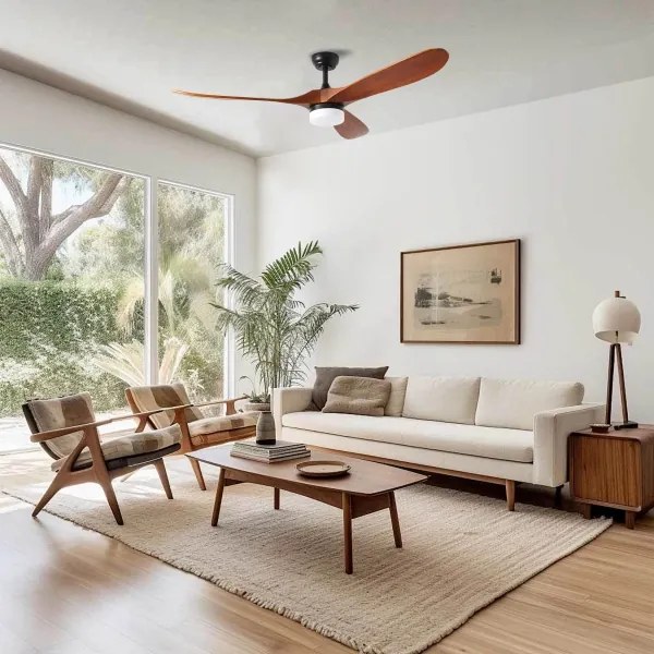 ZEVENTI - Ventilator de tavan LED GINOSA LED/18W/230V Wi-Fi Tuya negru/stejar + telecomandă