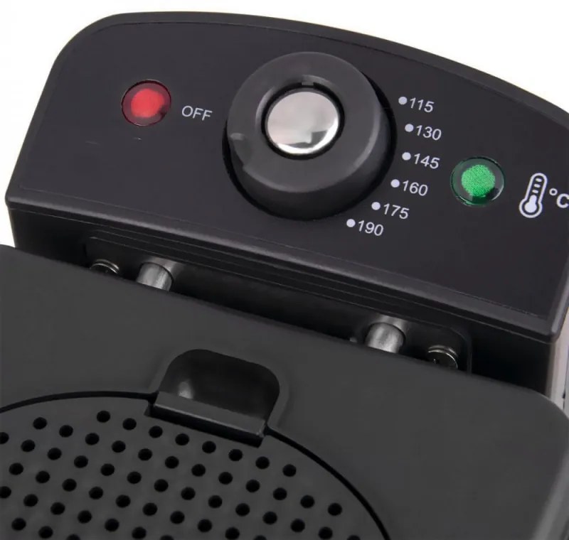 Friteuza Oliver Voltz OV51980H, 2000W, 2 L, Cos detasabil, Termostat 115-190°C, Inox/Negru
