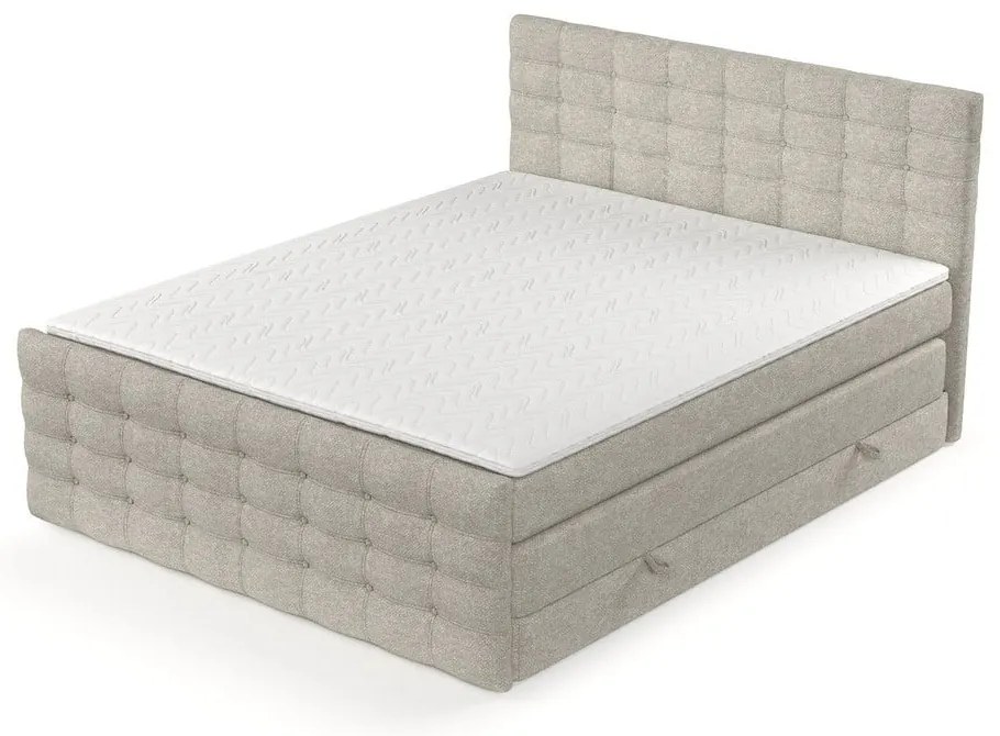 Pat boxspring bej cu spațiu de depozitare 160x200 cm Blend – Maison de Rêve
