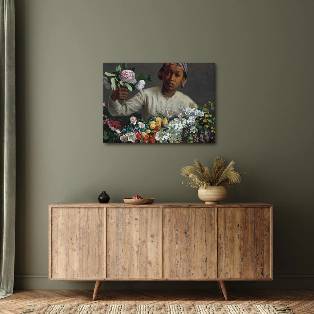 Tablou - Frédéric Bazille, Young Woman with Peonies, reproducere (70x50 cm)