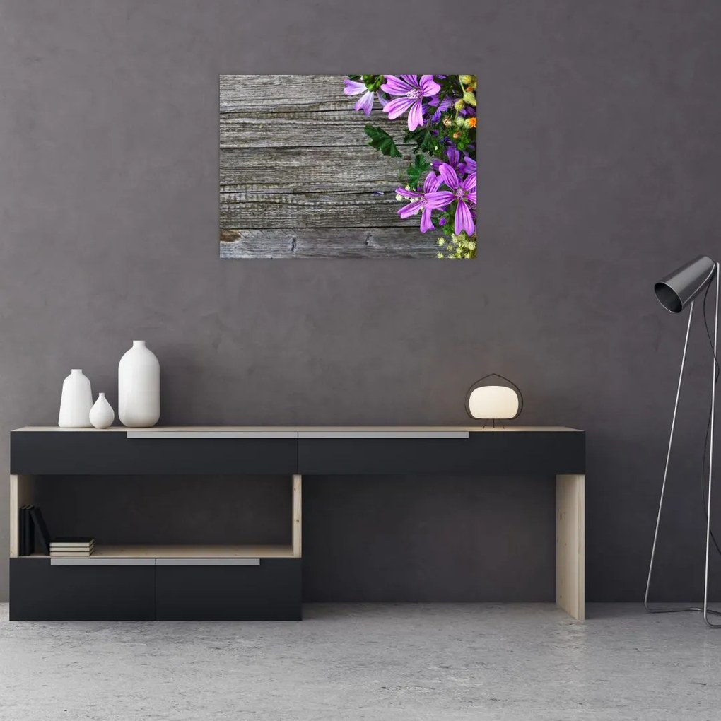 Tablou pe sticlă - flori de câmp (70x50 cm)