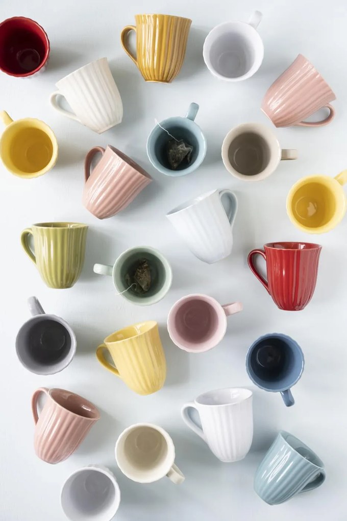 Cana din ceramica galbena cu caneluri MYNTE LEMONADE