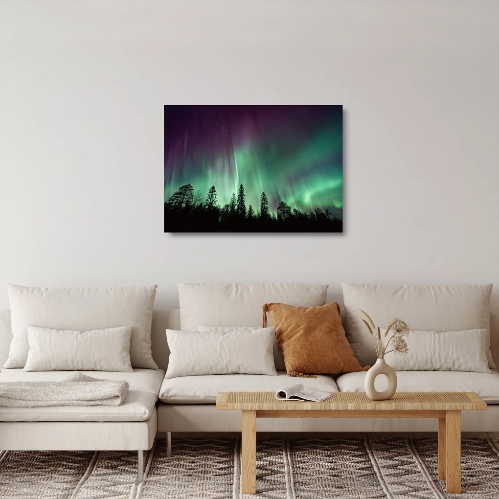 Tablou pe sticlă cu Northern Lights (70x50 cm)