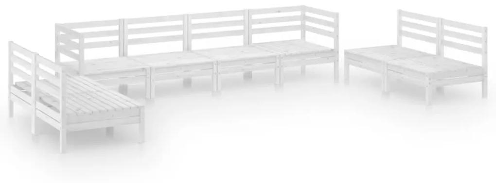 3082573 vidaXL Set mobilier de grădină, 8 piese, alb, lemn masiv de pin