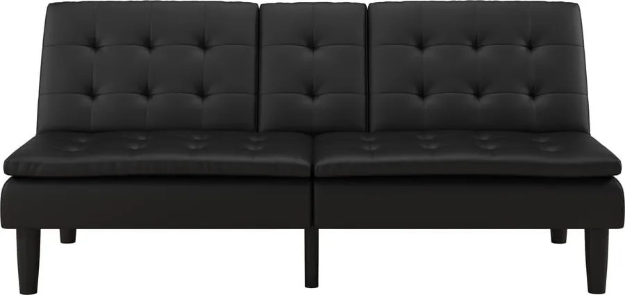 Canapea neagră extensibilă cu tapițerie din imitație de piele 191 cm Maine – Støraa