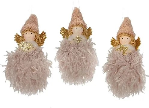 Deco Ingeras roz 16 cm - modele diverse