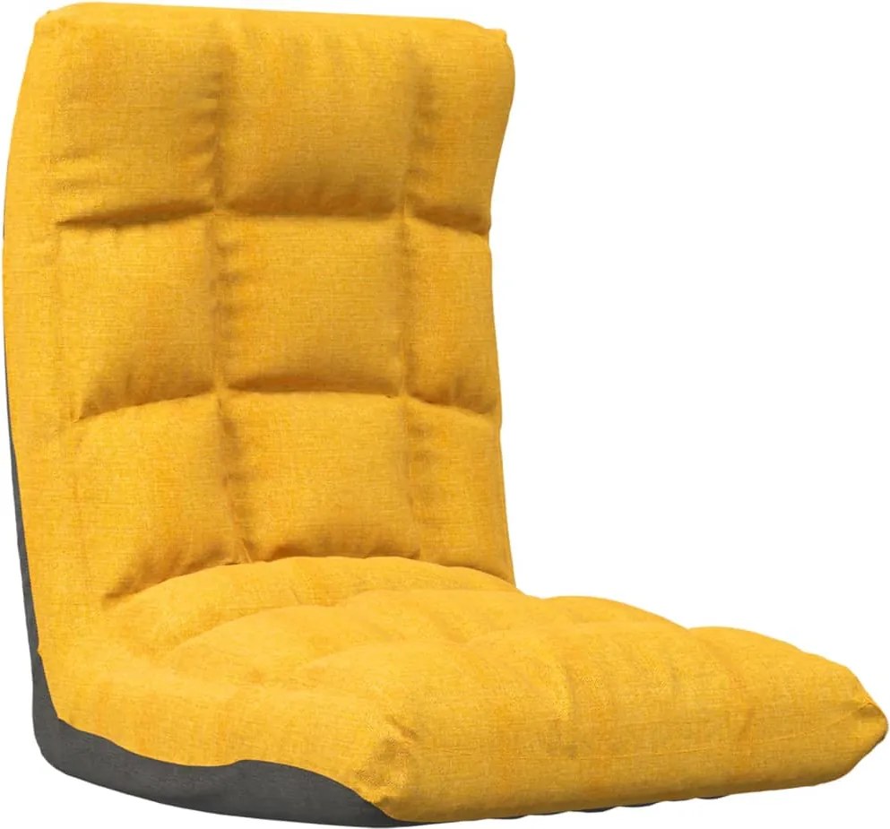 vidaXL Scaun de podea pliabil, galben muștar, material textil