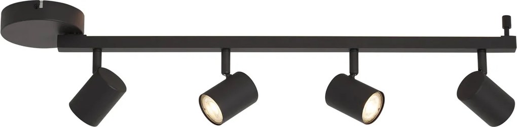 Spot de tavan modern negru cu 4 lumini GU10 50mm, inclusiv iluminare de fundal și întrerupător cu 3 căi - Back Up