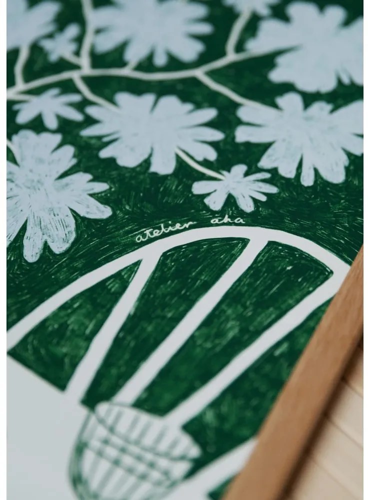 Poster 30x40 cm Blue Flowers &amp; Red Wine – Anouk van Cleef – The Poster Club