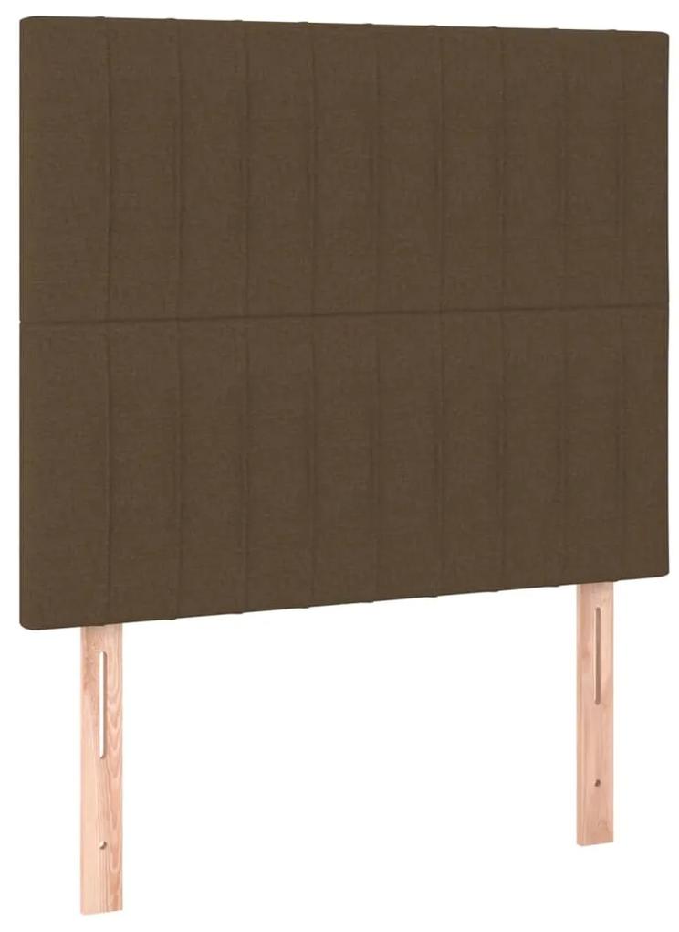 Pat box spring cu saltea, maro inchis, 100x200 cm, textil Maro inchis, 100 x 200 cm, Benzi verticale