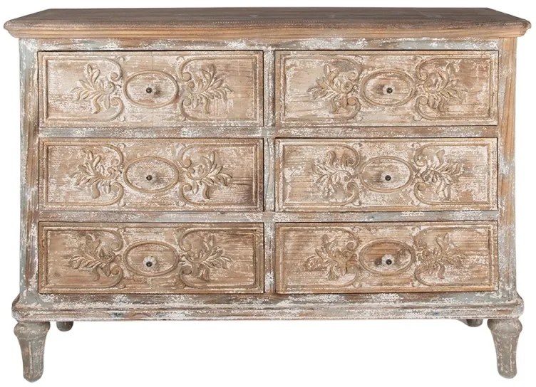 Comoda bej, din lemn masiv, aspect vintage, Fleuron