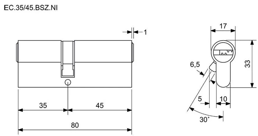 Inserție de construcție EC 35/45.BSZ cu cuplare de trecere, nichel
