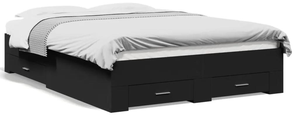 3280392 vidaXL Cadru de pat cu sertare, negru, 120x200 cm, lemn prelucrat