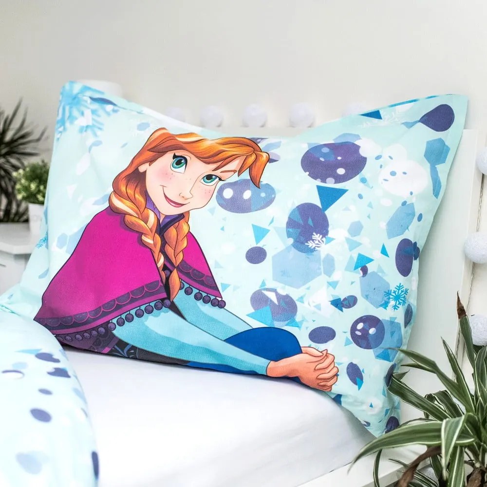 Lenjerie de pat pentru copii fosforescentă din bumbac Jerry Fabrics Frozen Glow, 140 x 200 cm