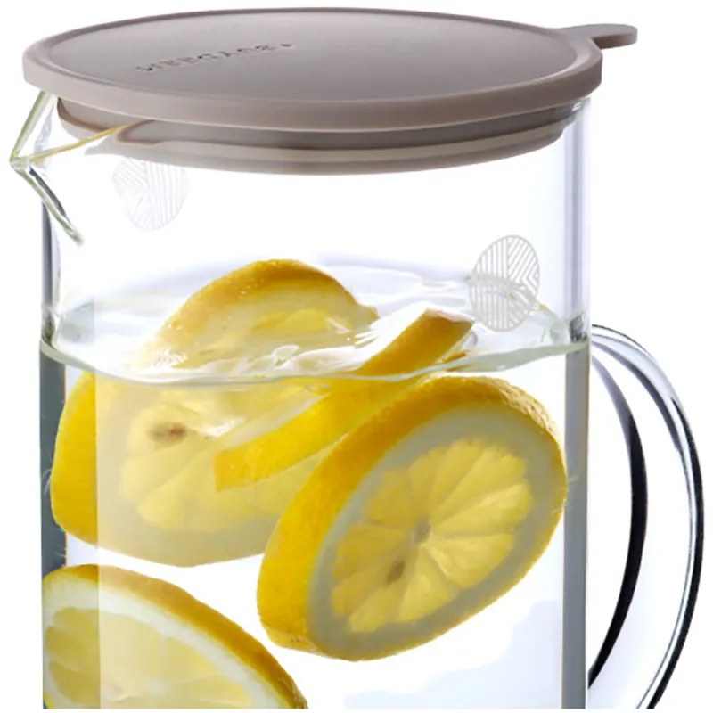 Carafа BUYDEEM CD2003, 1.2 l, Deschidere largа, Capac din silicon, Sticla borosilicata, Gri