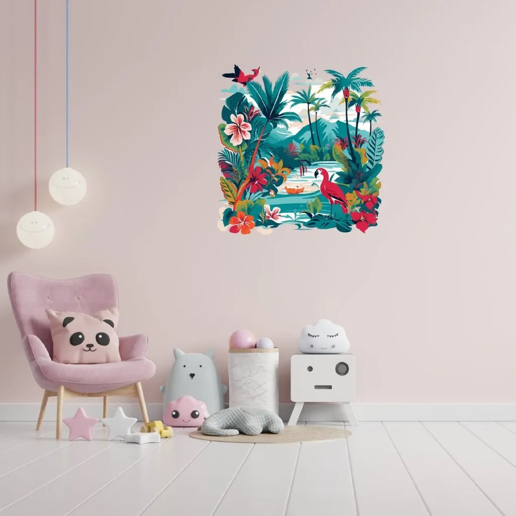 PIPPER. Autocolant circular de perete „O junglă colorată” mărimea: 60cm