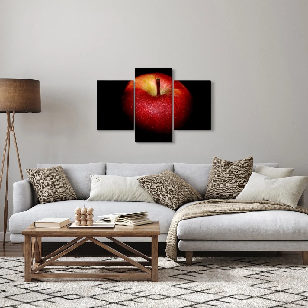 Tablou cu măr pe fundal negru (90x60 cm)