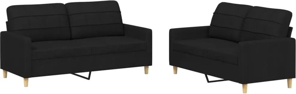 vidaXL Set de canapele cu perne, 2 piese, negru, textil