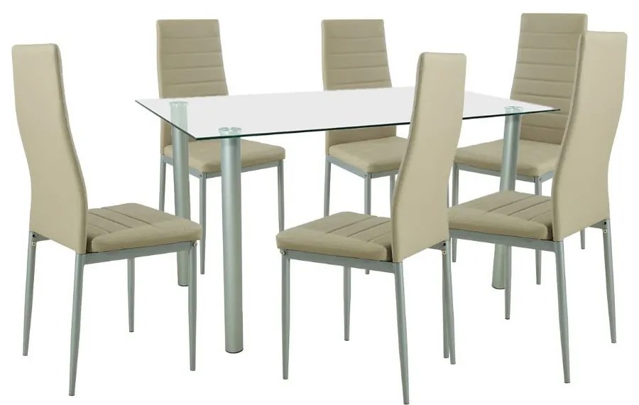 Set de masă Verna 6+1 bej-gri