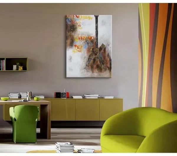 Tablou decorativ multicolor din lemn de pin si panza, 90 x 3,5 x 120 cm, Guitar A Mauro Ferreti