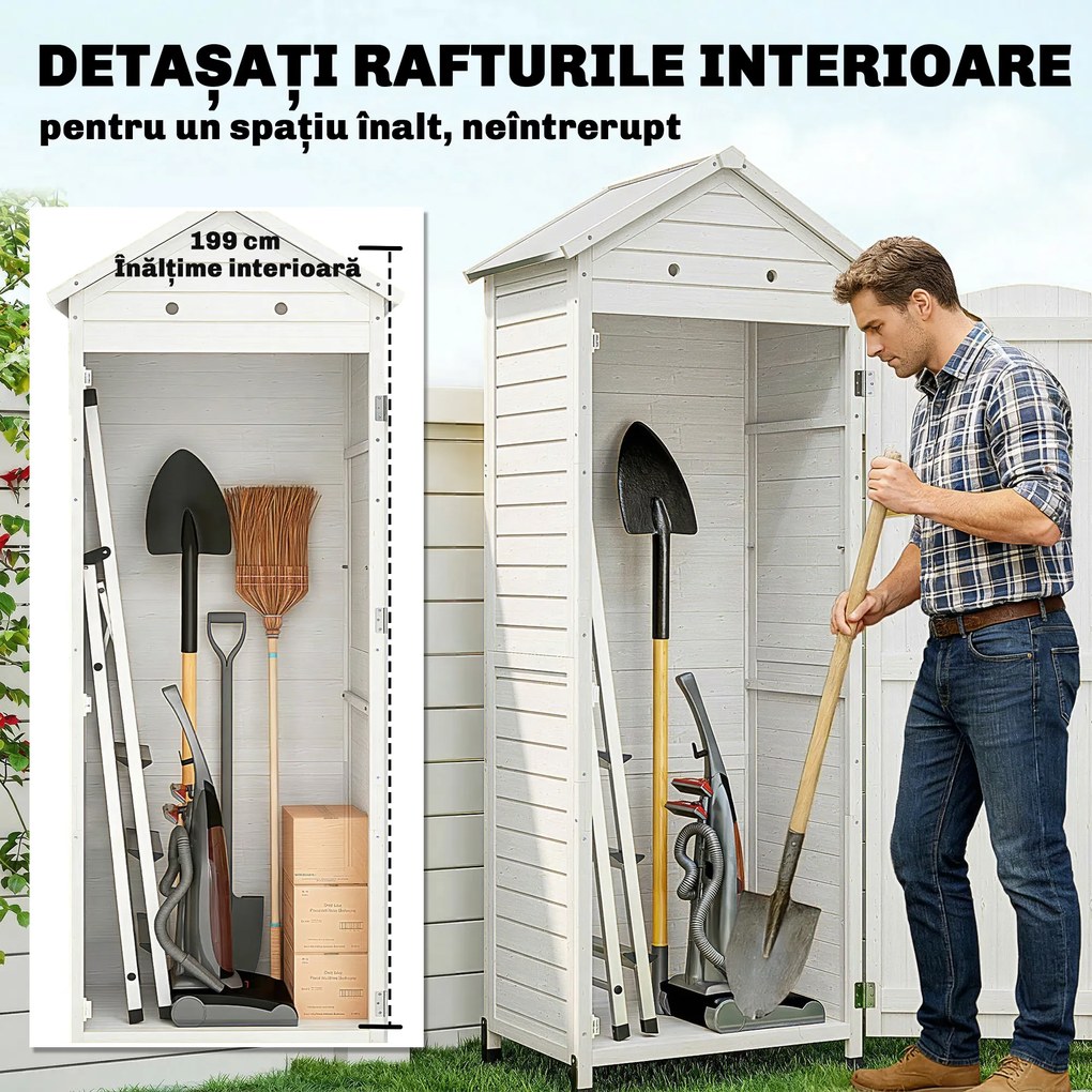 Outsunny Căsuță de Grădină din Lemn, Depozit cu Rafturi Reglabile și Acoperiș Zincat | Aosom Romania