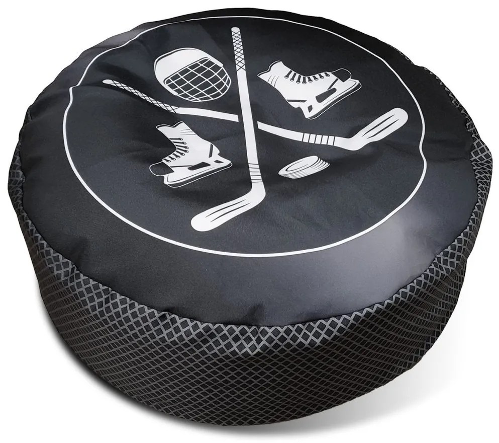Taburet puc de hochei, negru