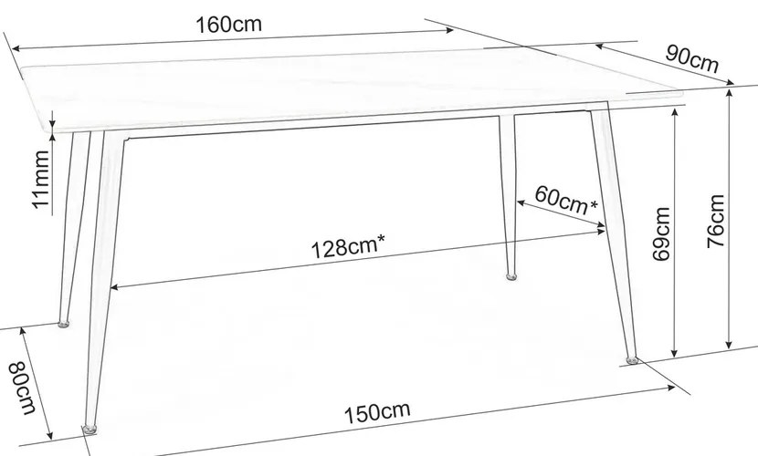 Masa de bucaterie Rion 160 x 90 cm, marmura/negru