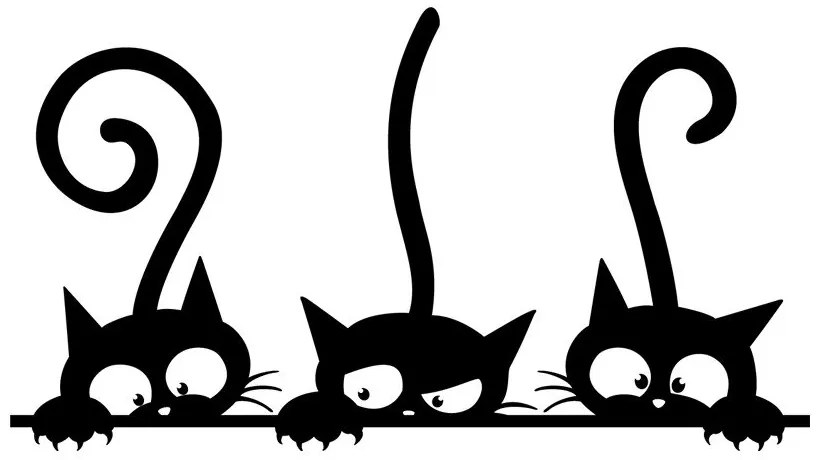 Autocolant pentru perete Ambiance Funny Cats Trio, 20 x 35 cm