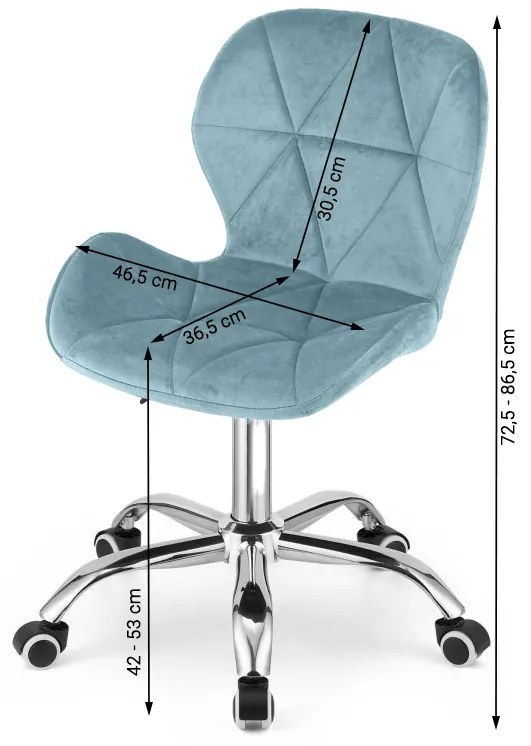 Scaun de birou AVOLA VELVET albastru deschis