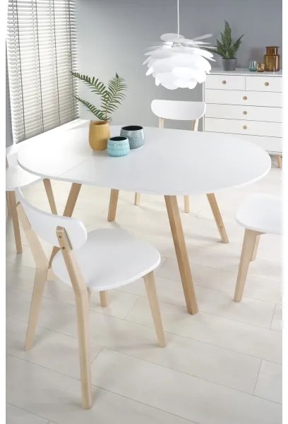 Masă de dining SOLINA, alb/stejar