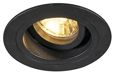 Spot modern încastrat negru de 9,2 cm rotativ și basculabil - Chuck
