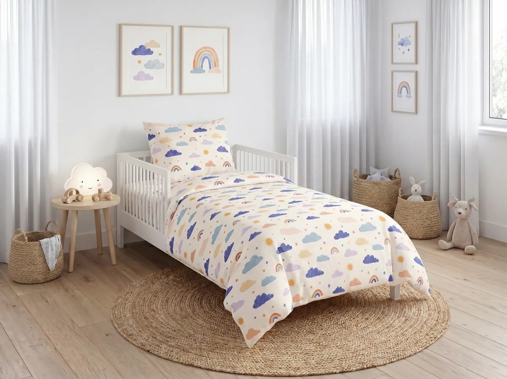 Lenjerie de pat din crep pentru patut Renforce CLOUDIRO colorat Dimensiune lenjerie de pat: 45 x 65 cm | 90 x 140 cm