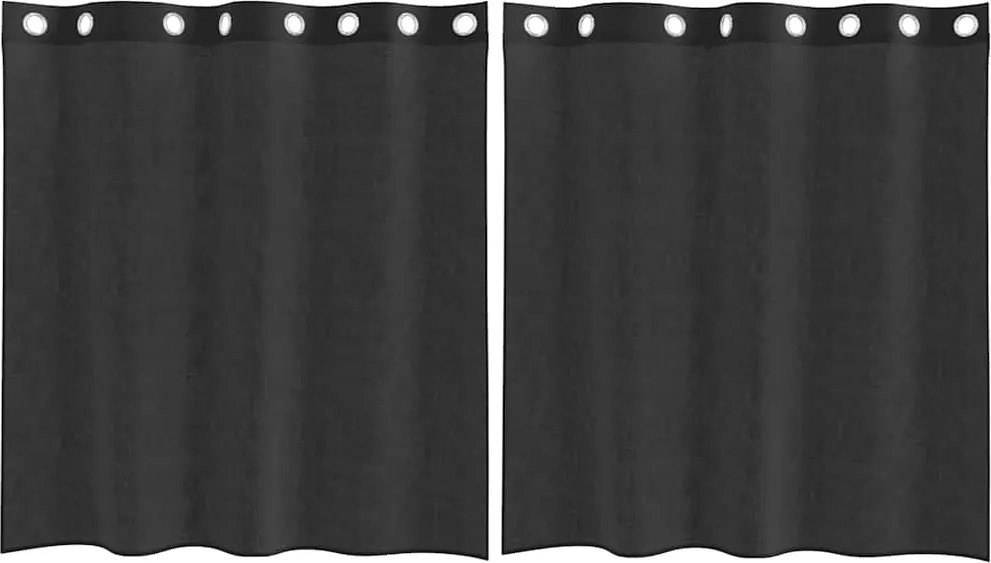 vidaXL Perdele Voile cu Oeje 2 buc Negru 140x140 cm