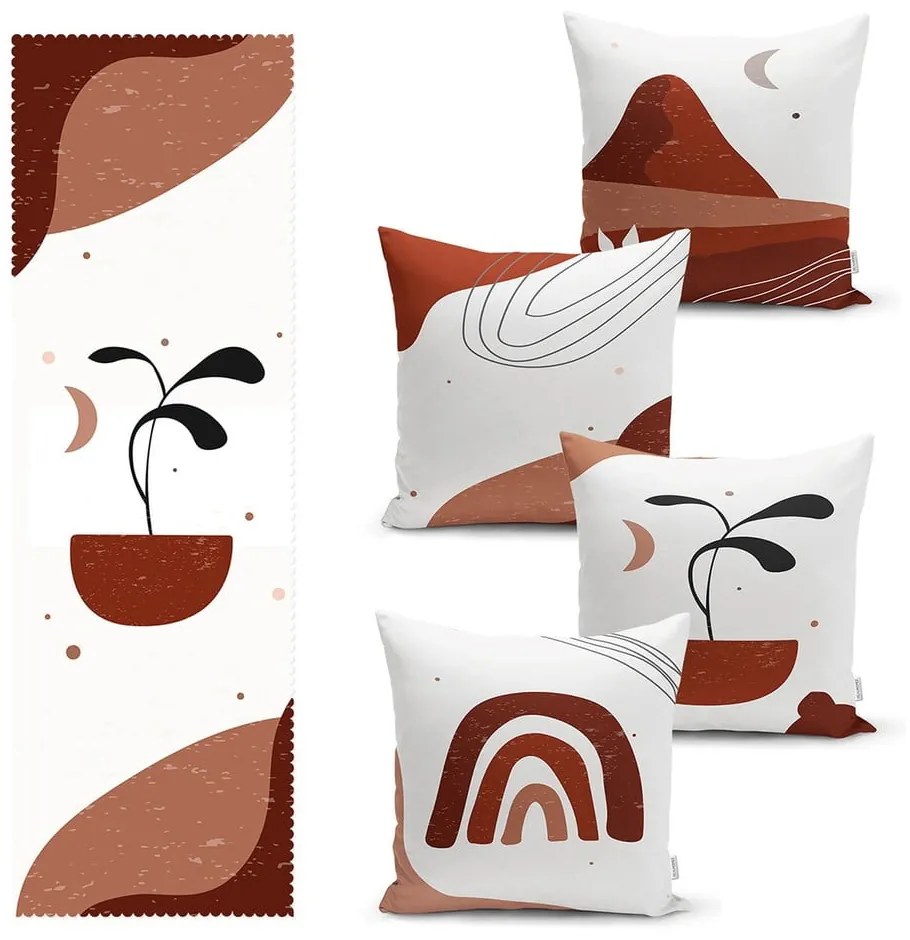 Set 4 fețe de pernă și napron din amestec de bumbac Minimalist Home World
