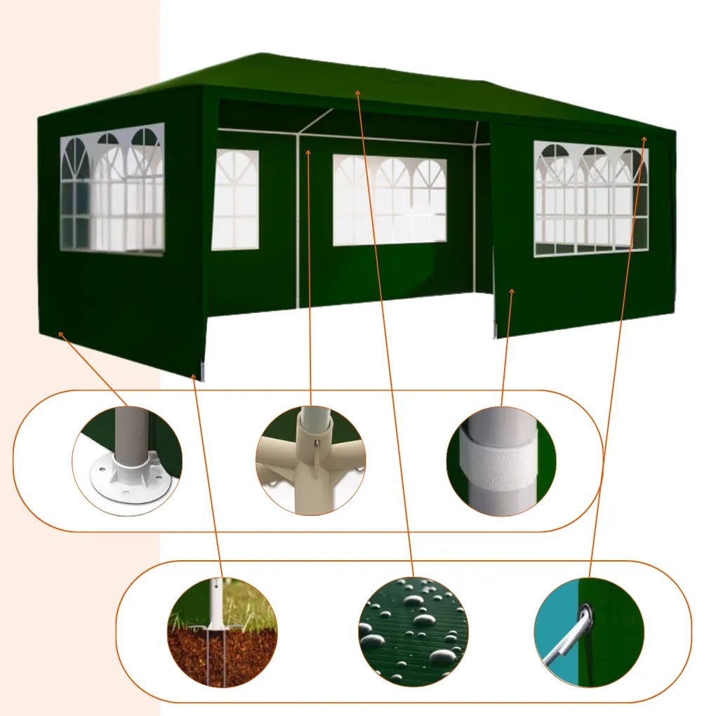 Cort de petrecere NEAPOL, 3x6m, verde Jurhan