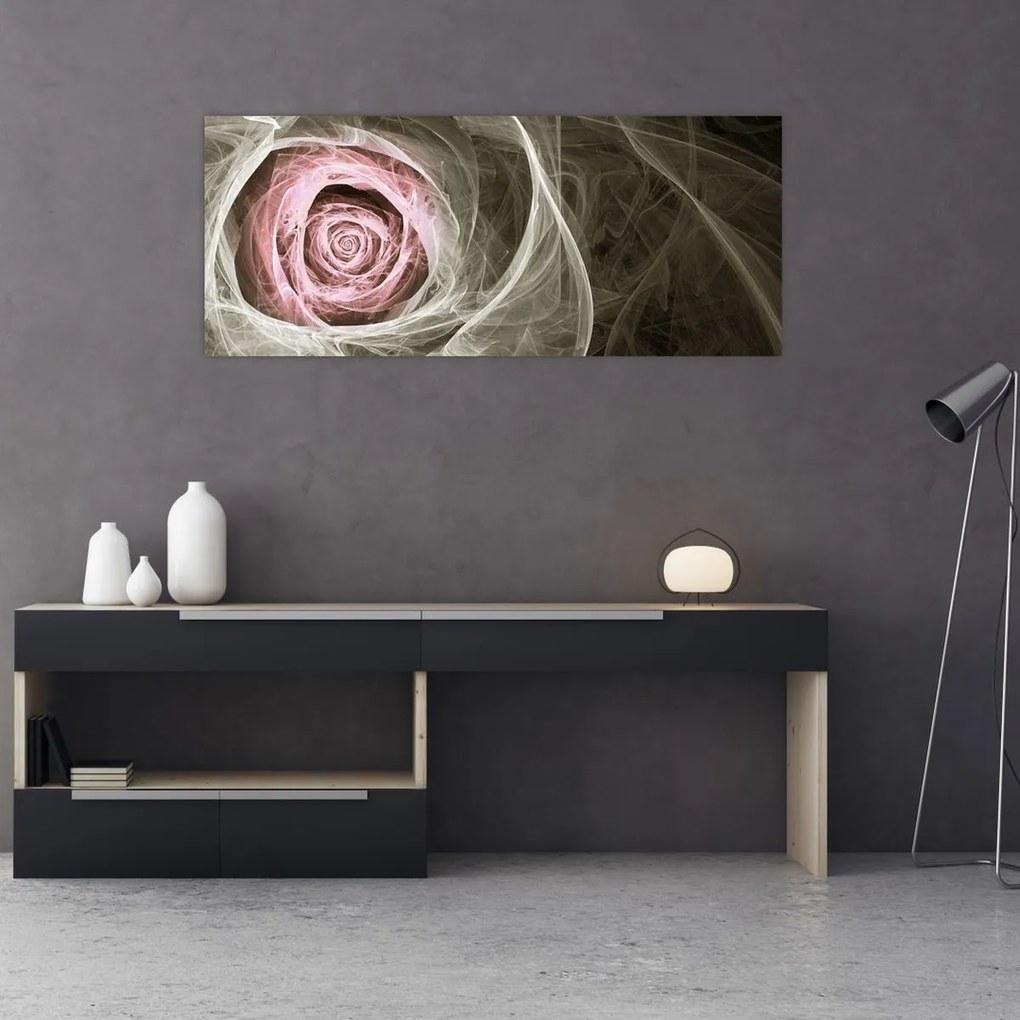 Tablou - Abstract trandafir roz deschis roz (120x50 cm)