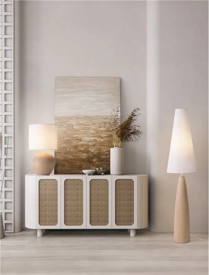 Lampadar decorativ, Ghips, Crem, Tesatura, Alb, Mizu