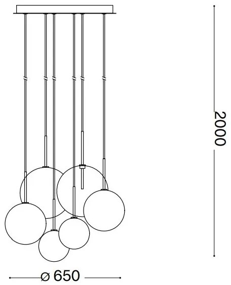 Lustră LED pe cablu Ideal Lux EQUINOXE 6xG4/2W/230V d. 65 cm alamă/fumuriu