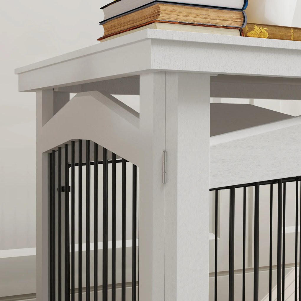 PawHut Cușcă pentru câini 3 în 1 masă de cafea parc pentru câini tavă detașabilă pentru câini medie 82,5 x 57,5 x 59,5 cm alb | Aosom Romania