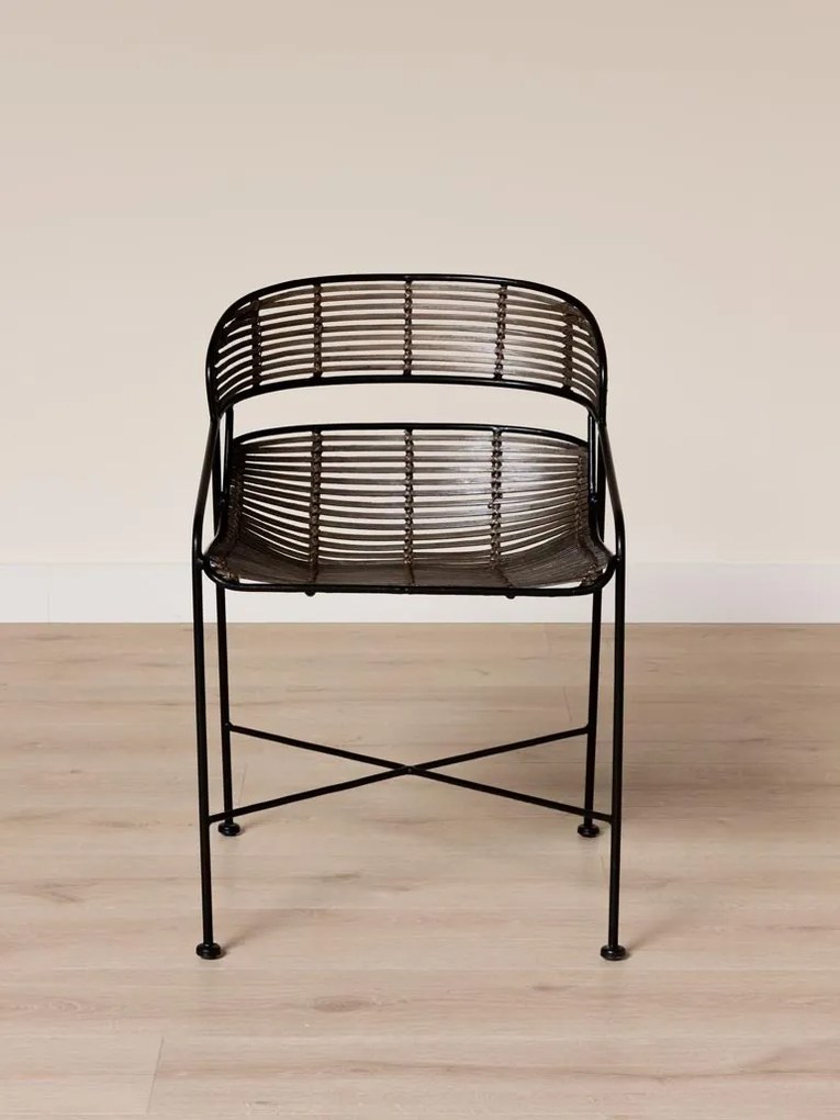 Scaun maro din metal si rattan, "Zeyra"