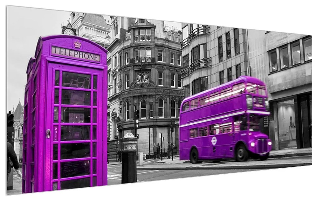 Tablou cu Londra în culori violete (120x50 cm), în 40 de alte dimensiuni noi
