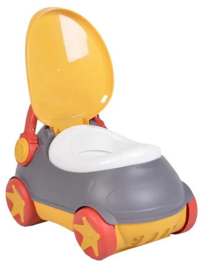 Olita 2 in 1 pentru copii NOVOKIDSª Mini Car , Cu functie trotineta, Vas detasabil, Plastic non toxic, cu capac , Model masinuta , Gri