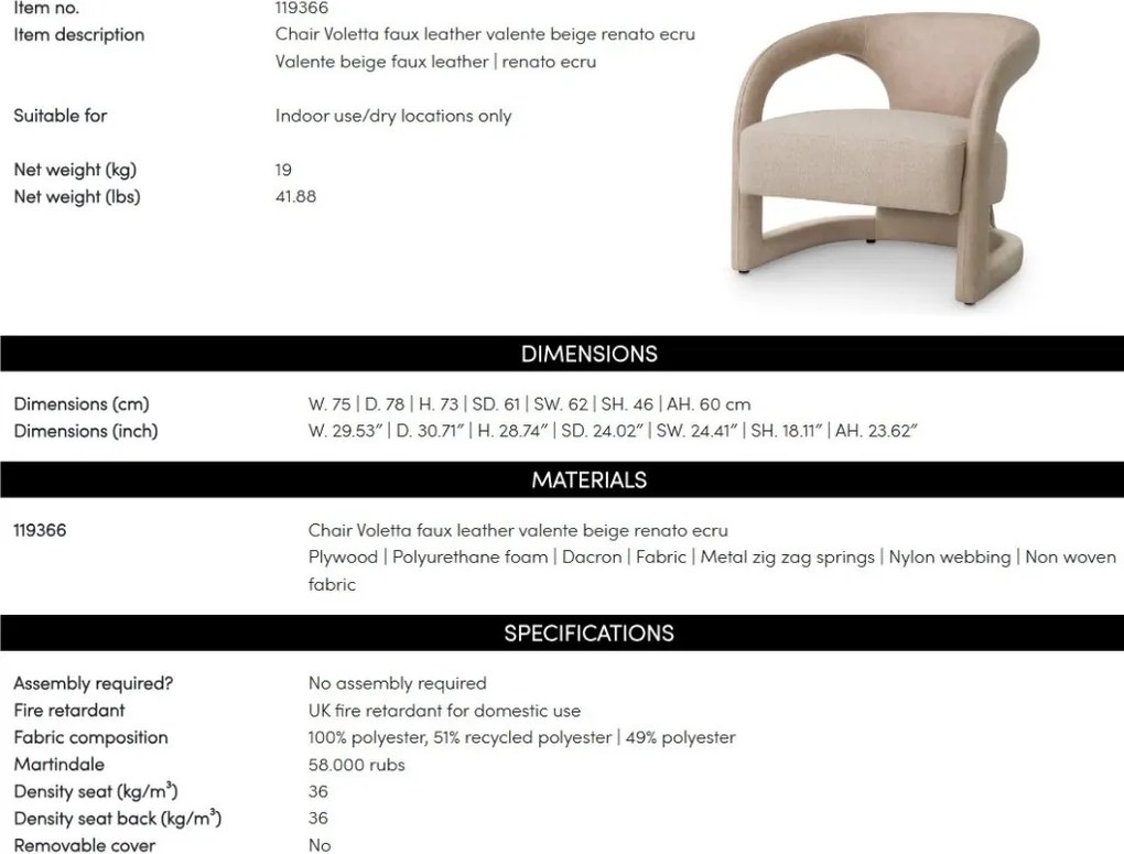 Fotoliu design LUX tapitat Voletta