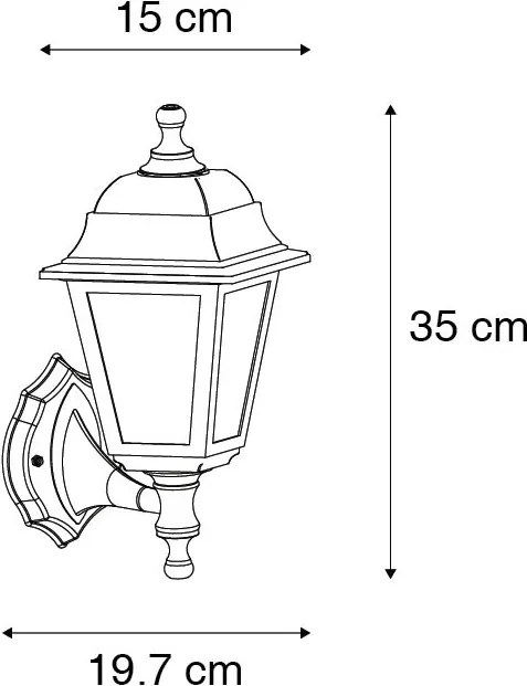Lampă de perete inteligentă de exterior neagră IP44 incl. Wifi ST64 - Capital