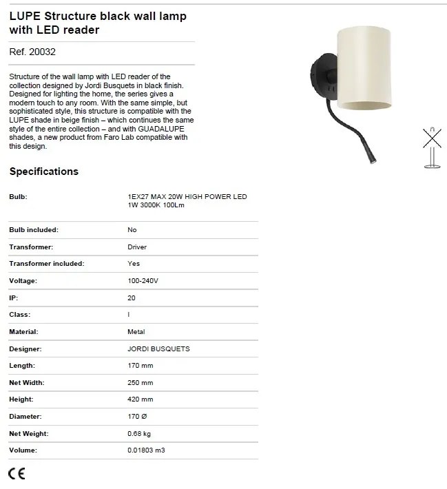 Aplica perete cu reader LED design modern GUADALUPE verde