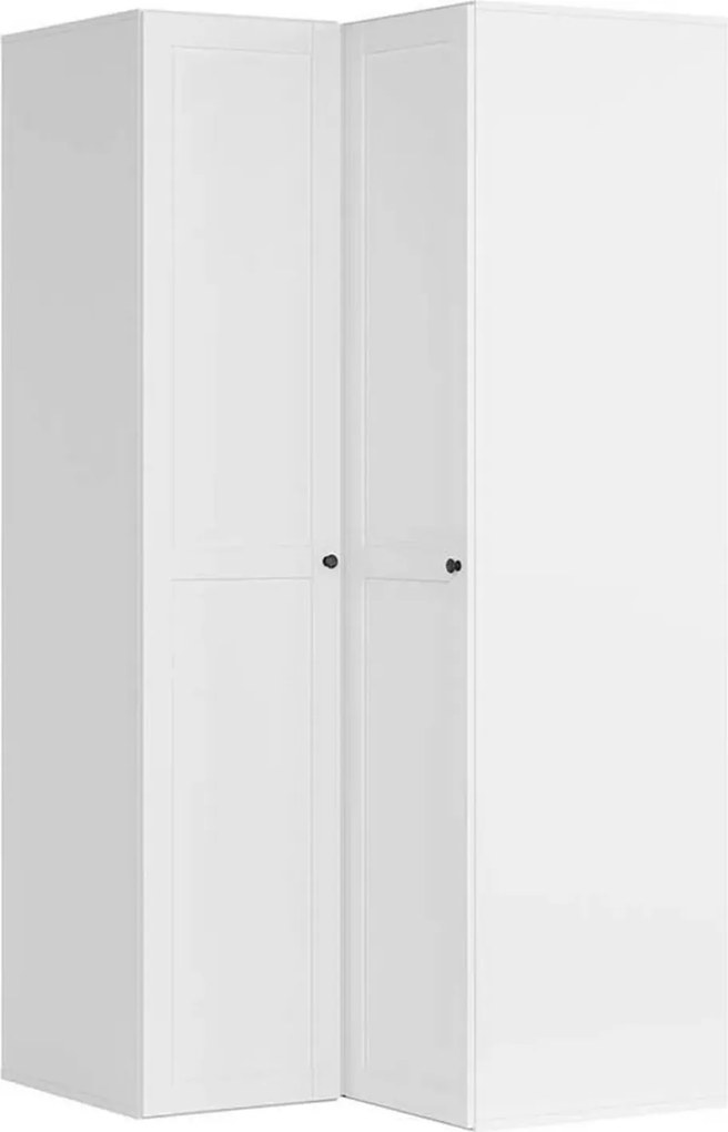 Dulap de colt FLEX, alb, PAL, cu 2 usi, 118x118x240 cm