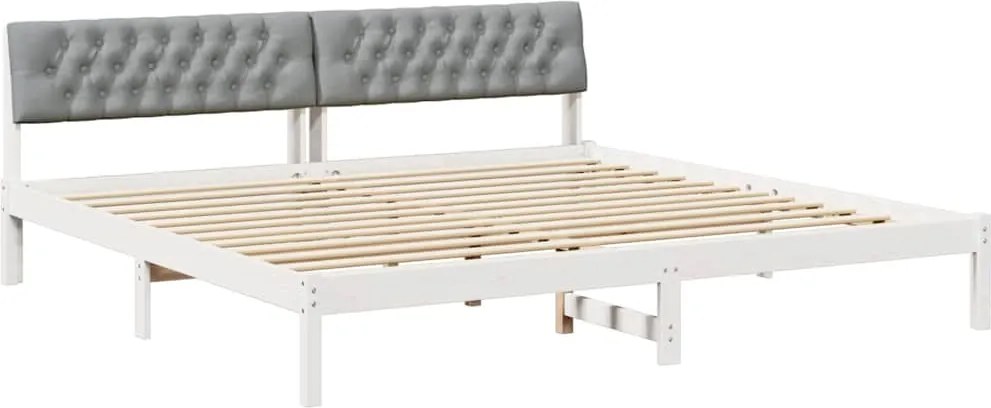 vidaXL Cadru de pat Alb și gri deschis 200 x 200 cm Lemn masiv de pin