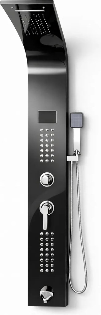 Panel de dus cu hidromasaj din inox Negru