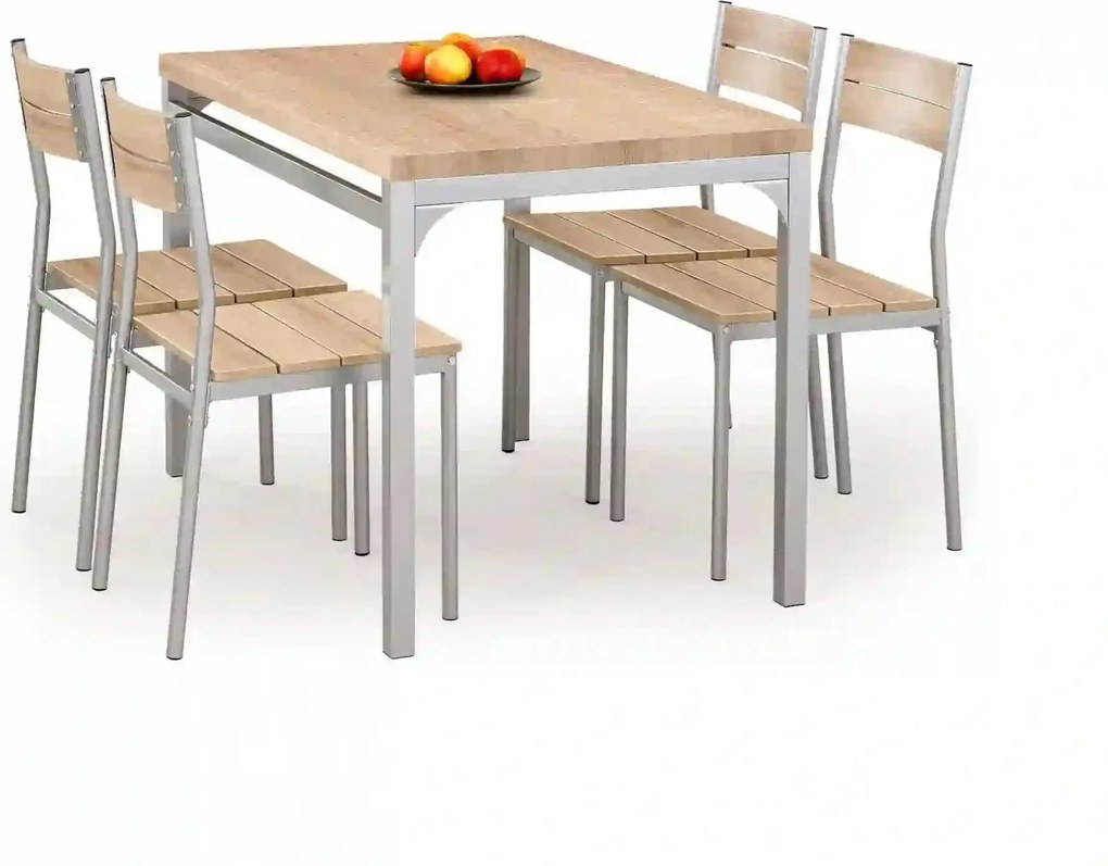 Set masa si 4 scaune MALCOLM, stejar sonoma/gri