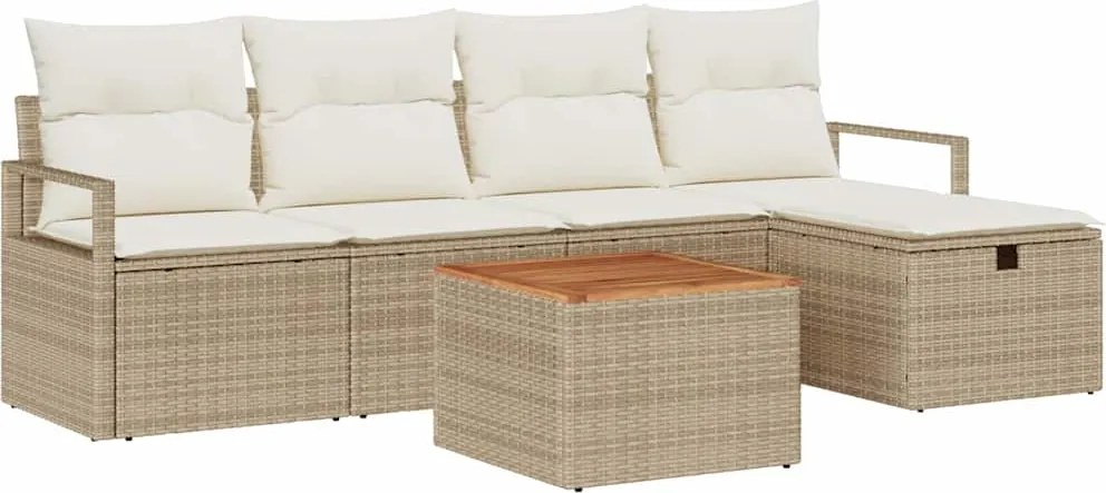 vidaXL Set de canapele pentru grădină cu pernă 6 pcs Bej Rattan poli